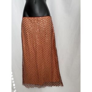 ZARA ZW Collection Coral Midi Sequin Chiffon Skirt Size S Jeweled Classy Event